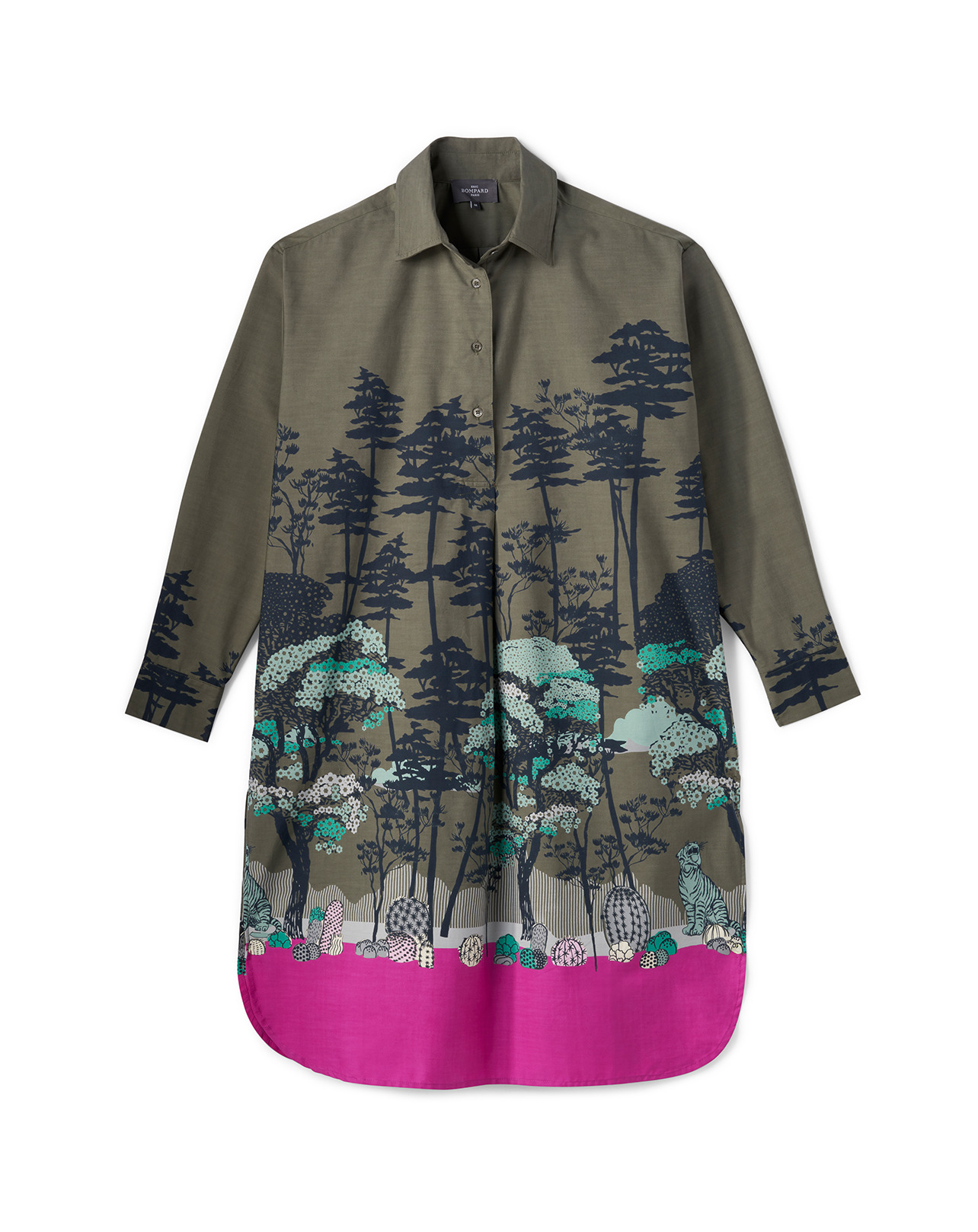 Robe chemise imprimée - Femme - KAKI OMBRE