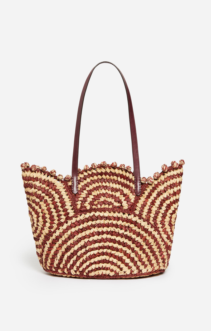 Panier Bicolore En Raphia En 100% Laine Mérinos