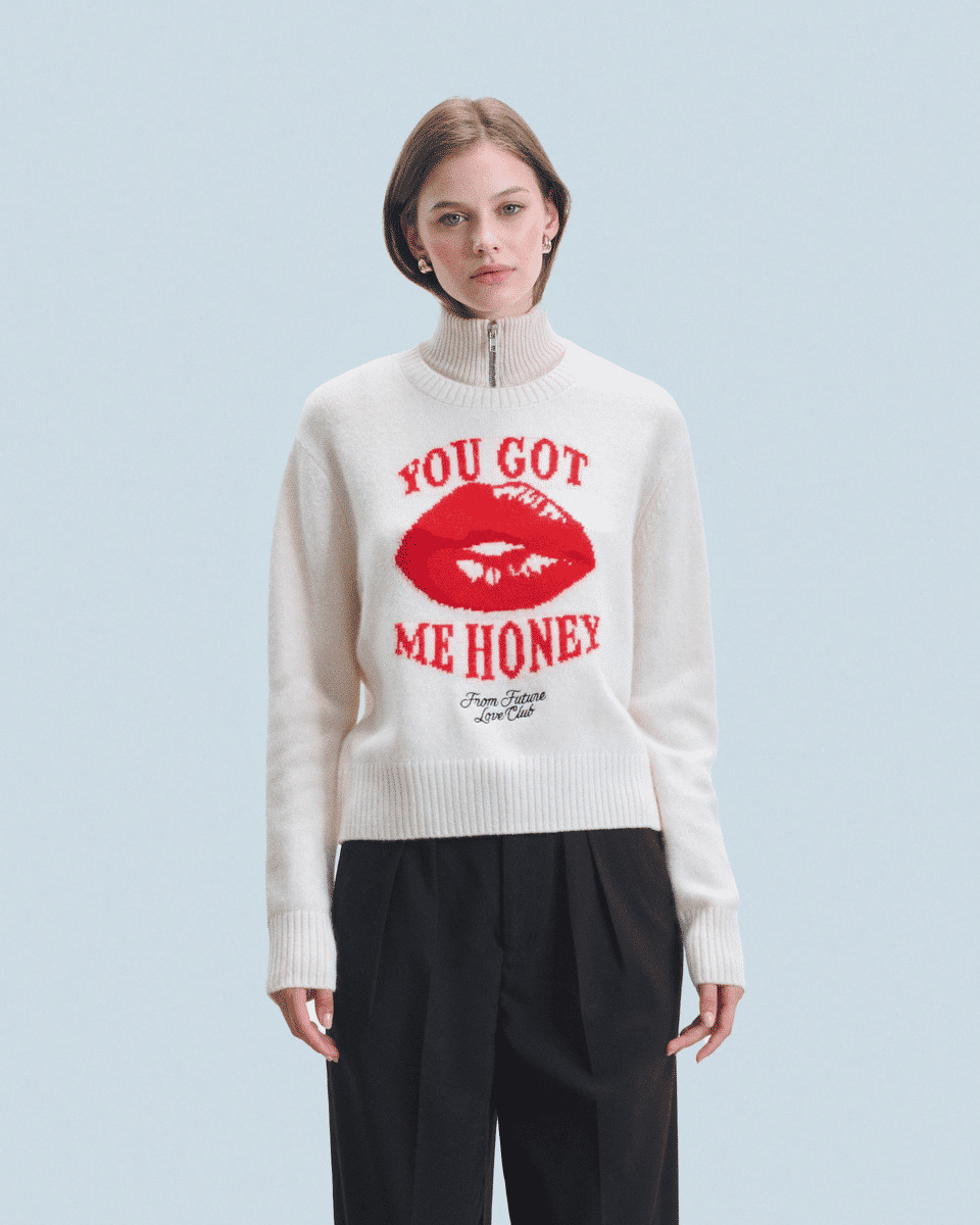 Pull Col Rond Red Lips