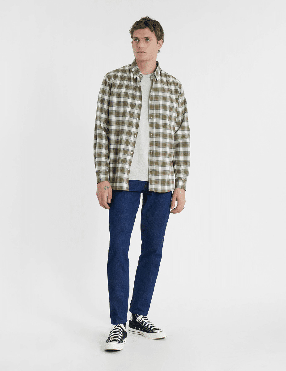Chemise Auguste à carreaux kaki