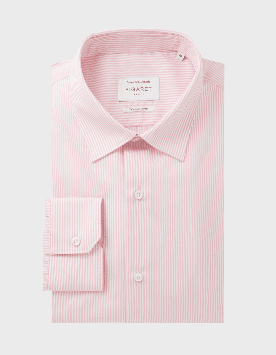 Chemise Semi-ajustée Infroissable rayée rose