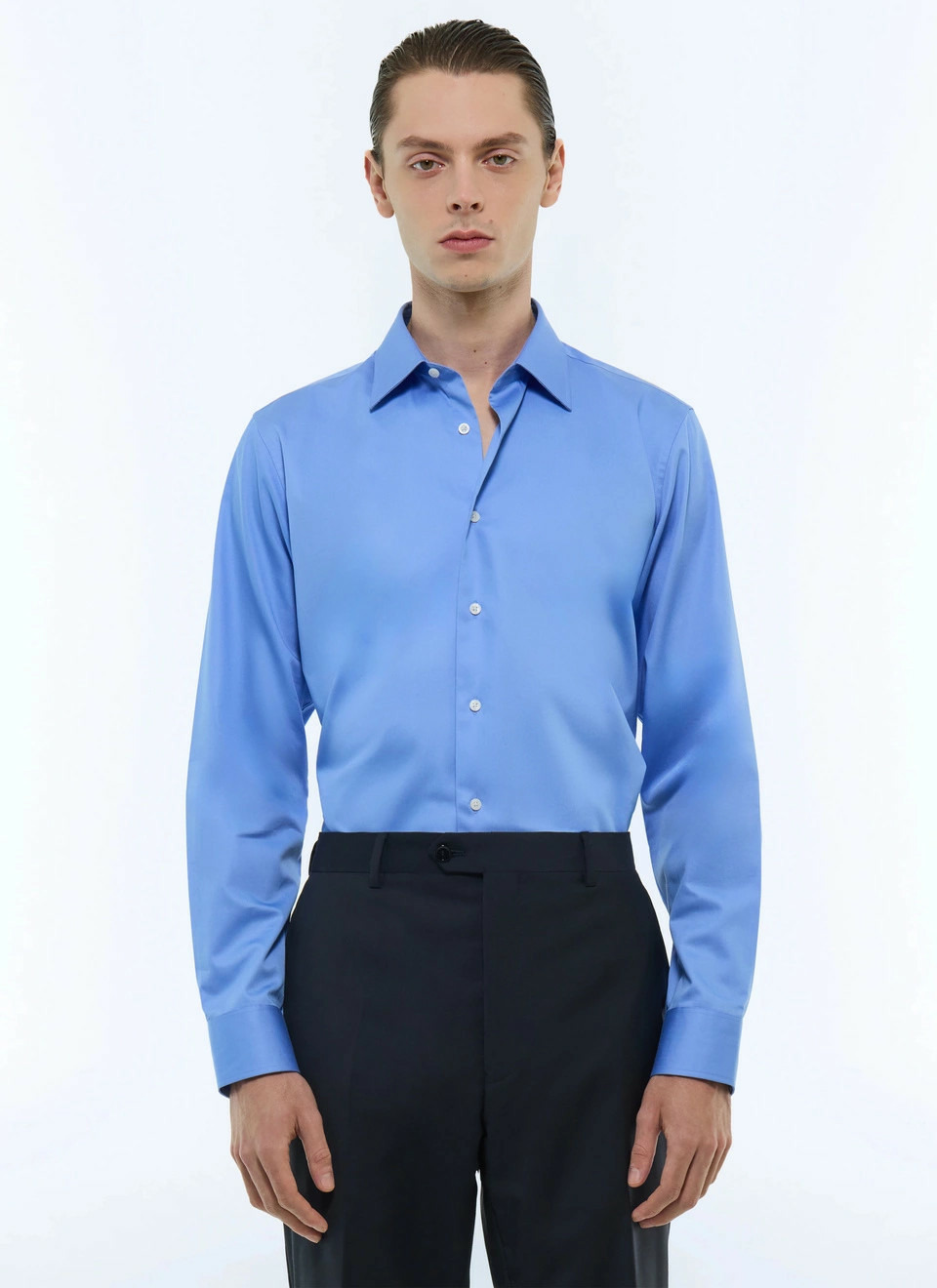 Chemise à col droit en coton