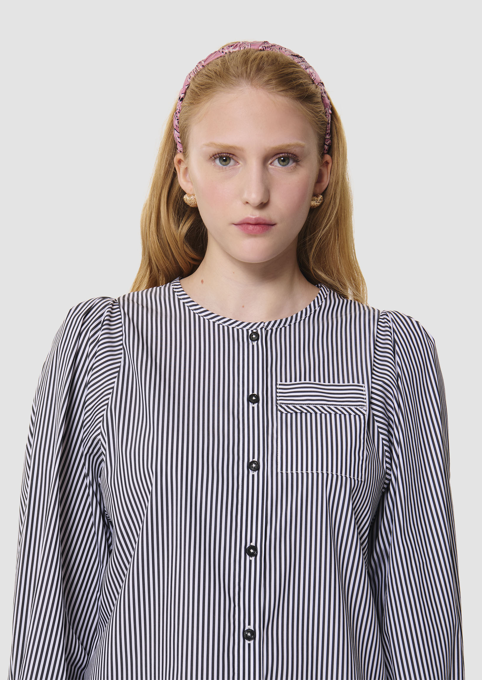 Chemise Candeur-grise à rayures en popeline