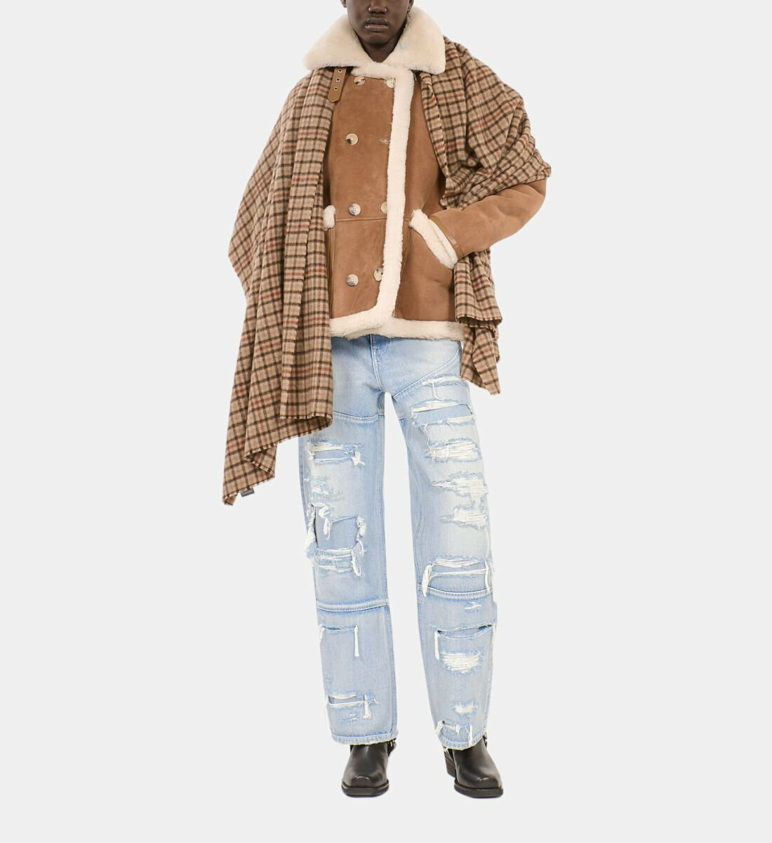 Peau Lainée Courte Marron Femme