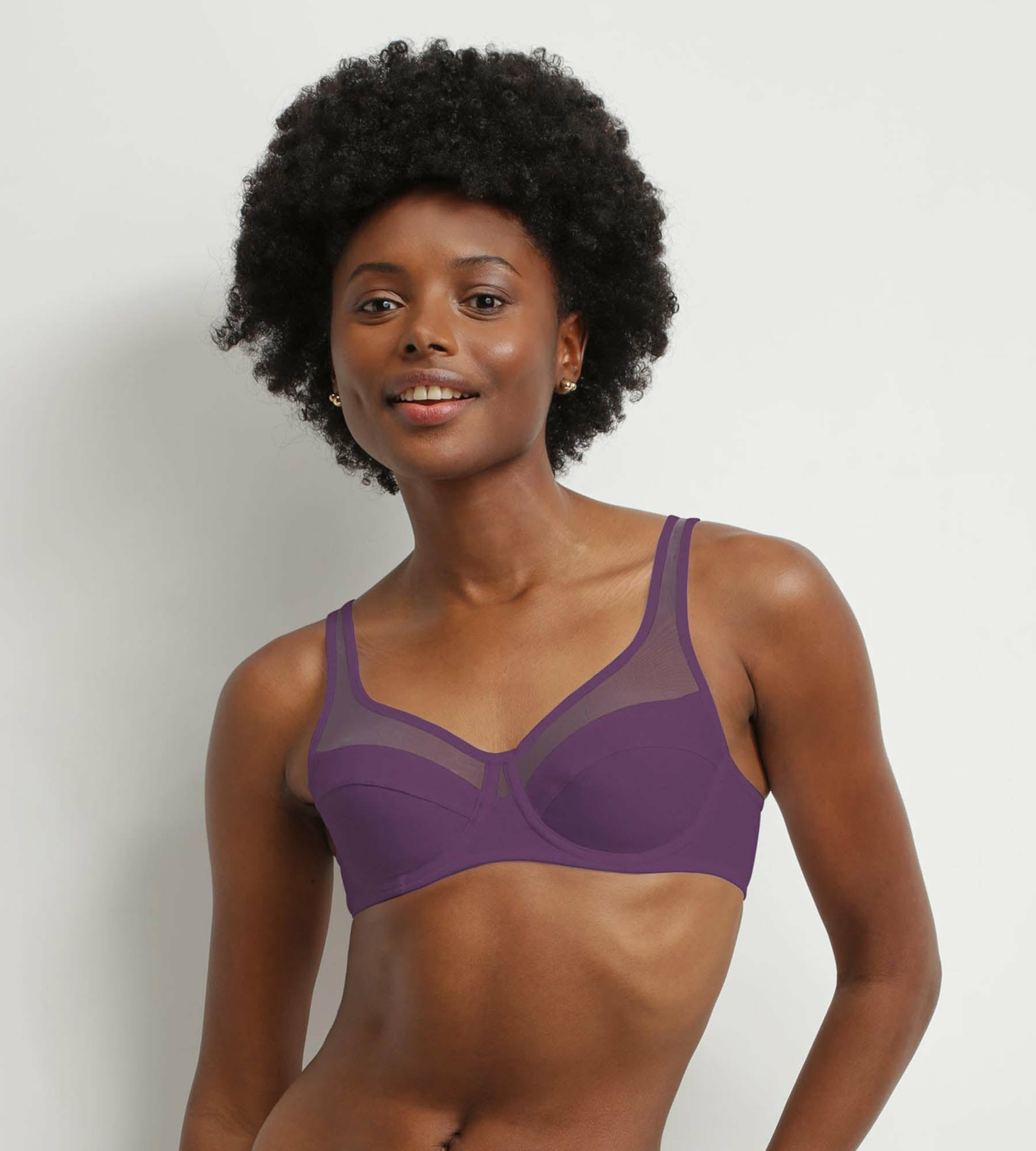 Soutien-gorge à armatures en microfibre et tulle Prune Dim Generous