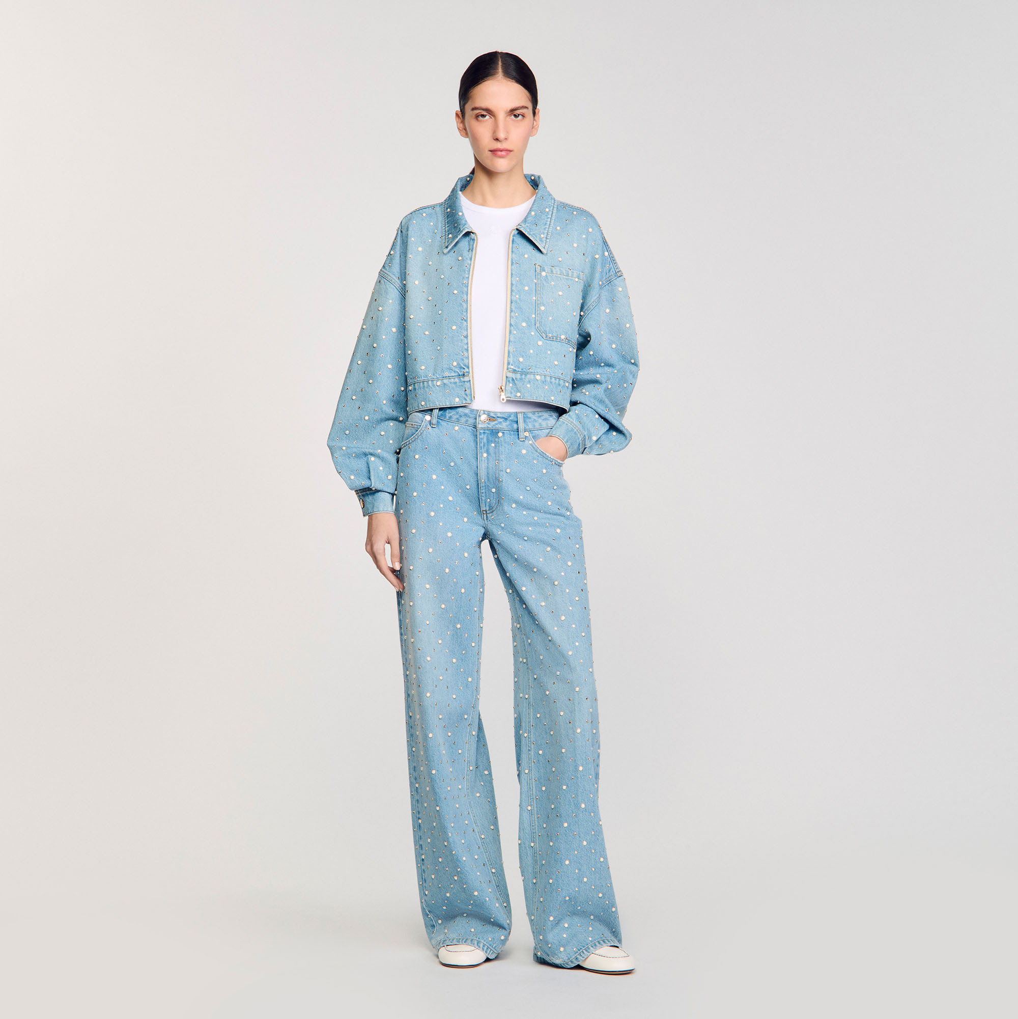 Jean strassé et perlé