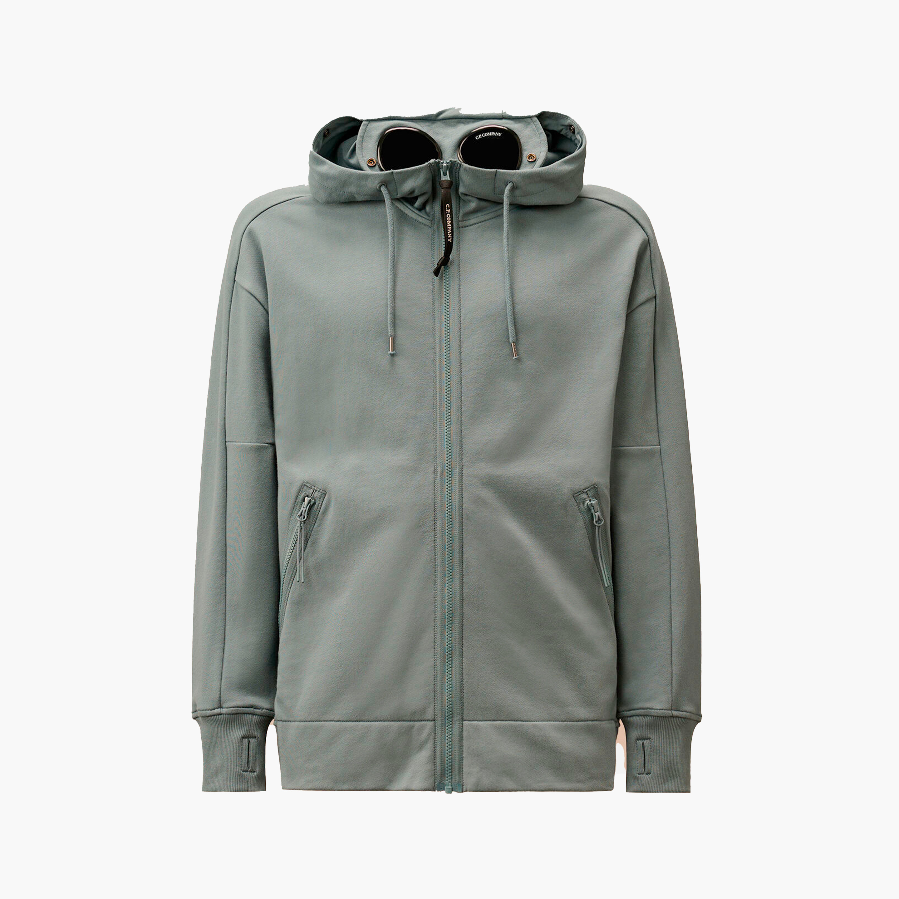 CP Company Hoodie zippé Diagonal Raised Bleu gris