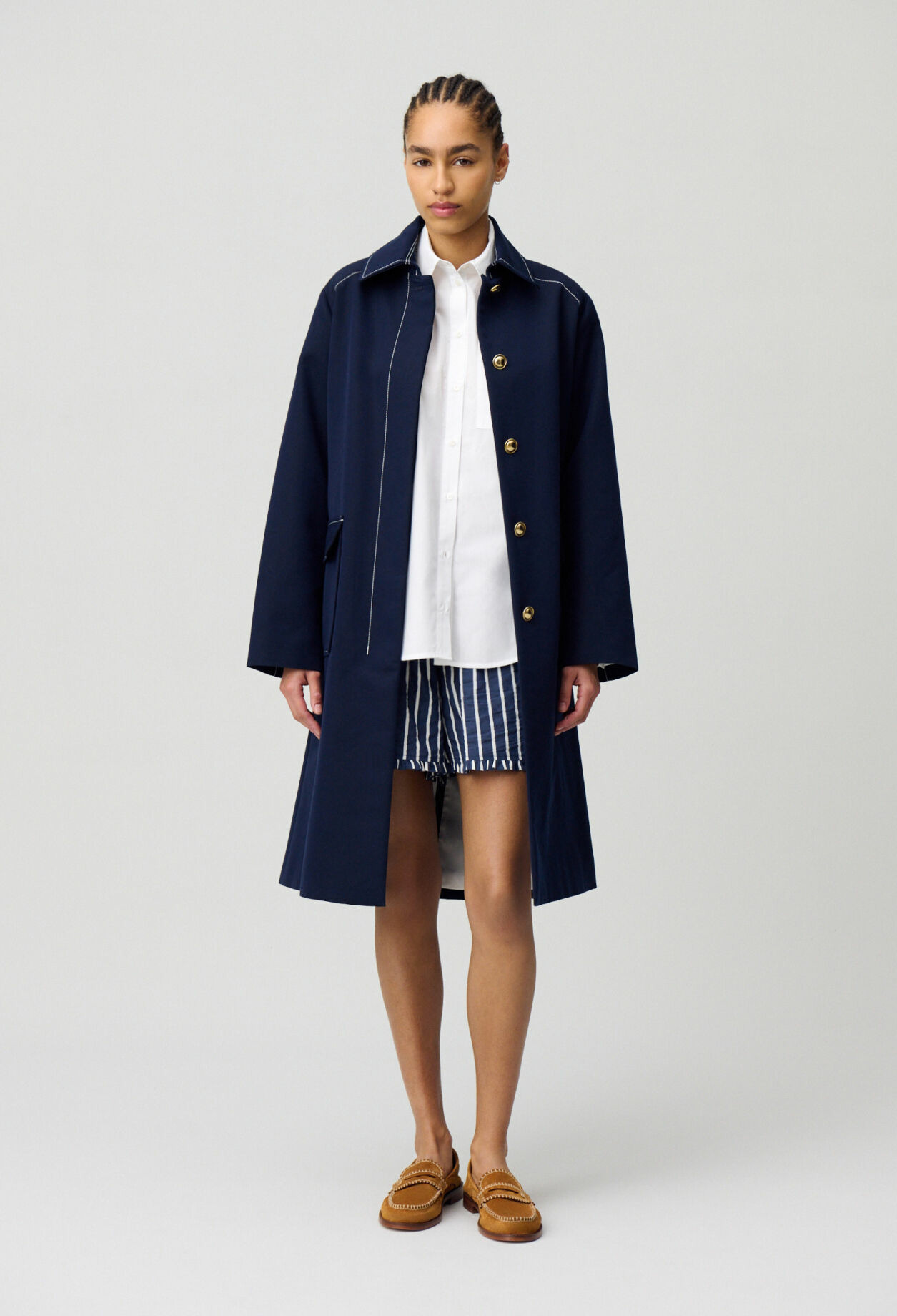 Trench mi-long ceinturé