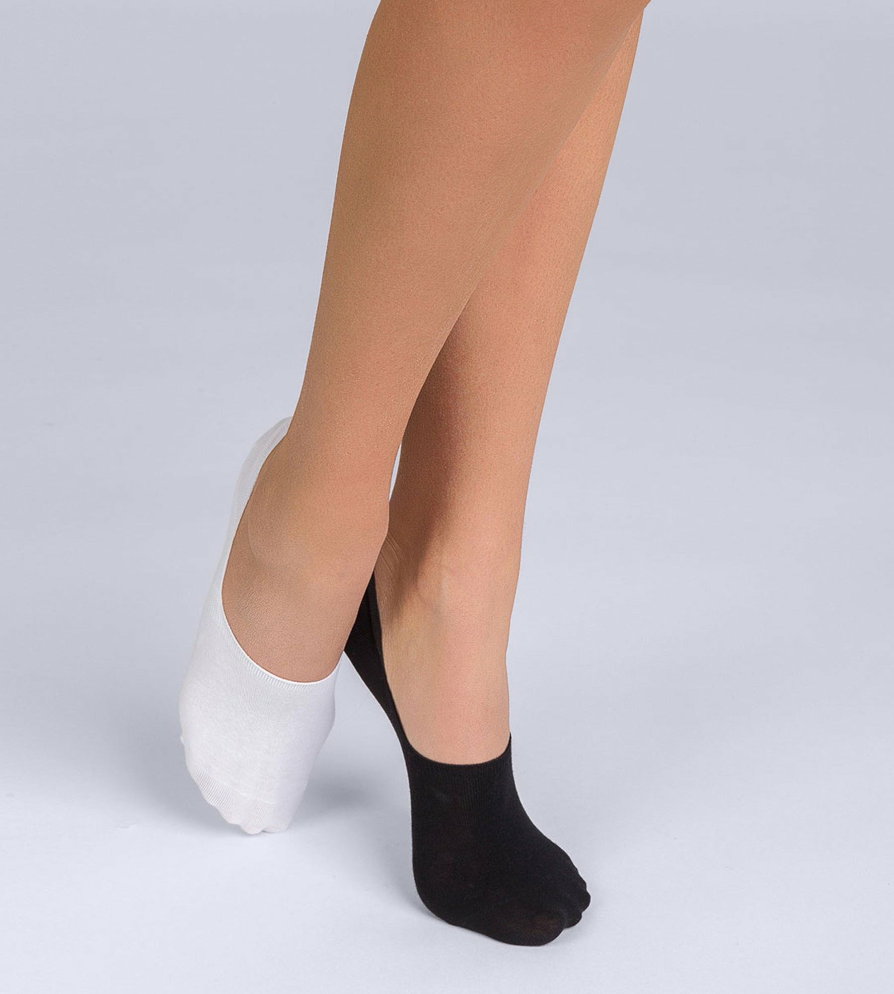 Lot de 2 protège-pieds coton noir et blanc Femme Basic Coton