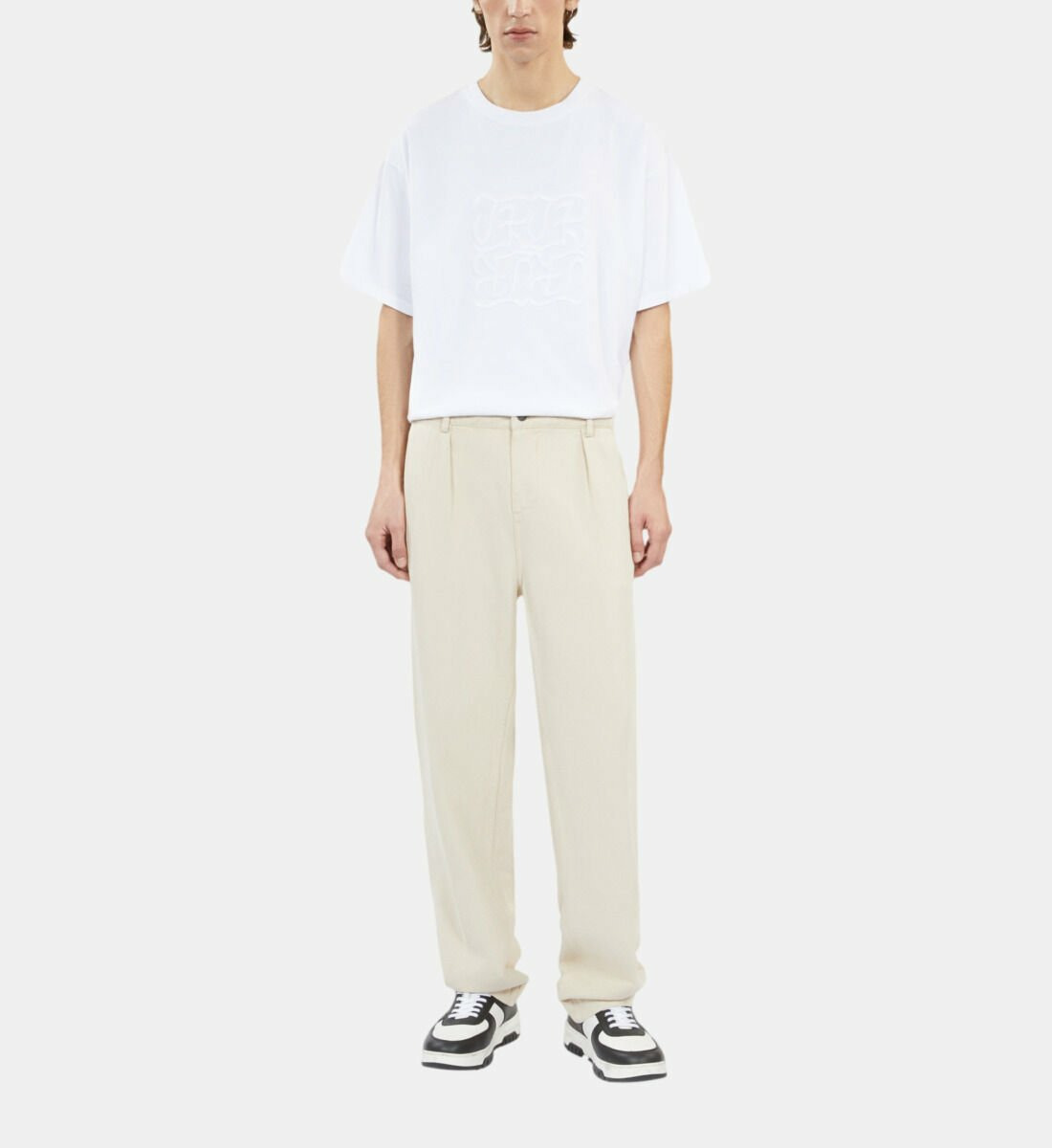 T-Shirt Blanc Avec Broderie Logo Homme