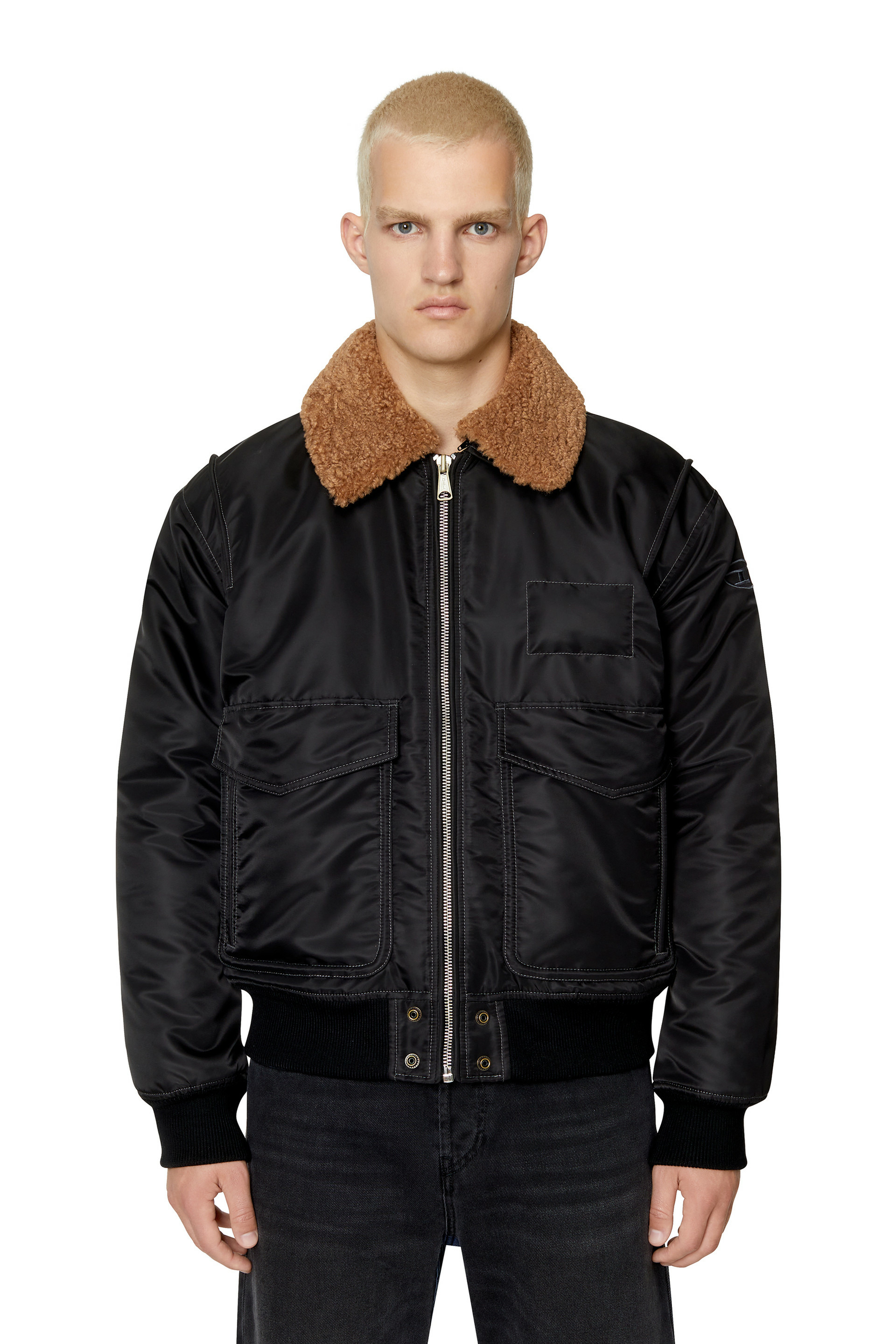 Veste bomber rembourrée à col pelucheux