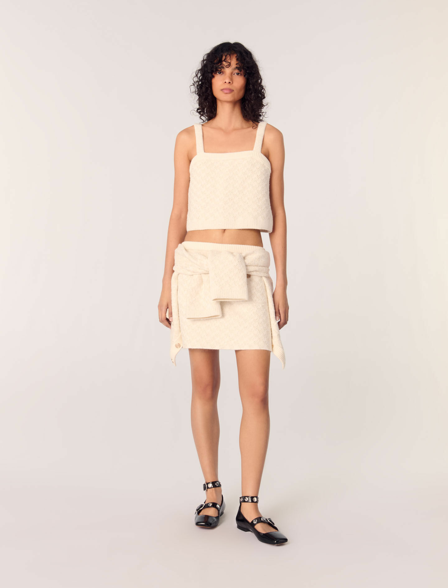 Top court en maille effet tweed