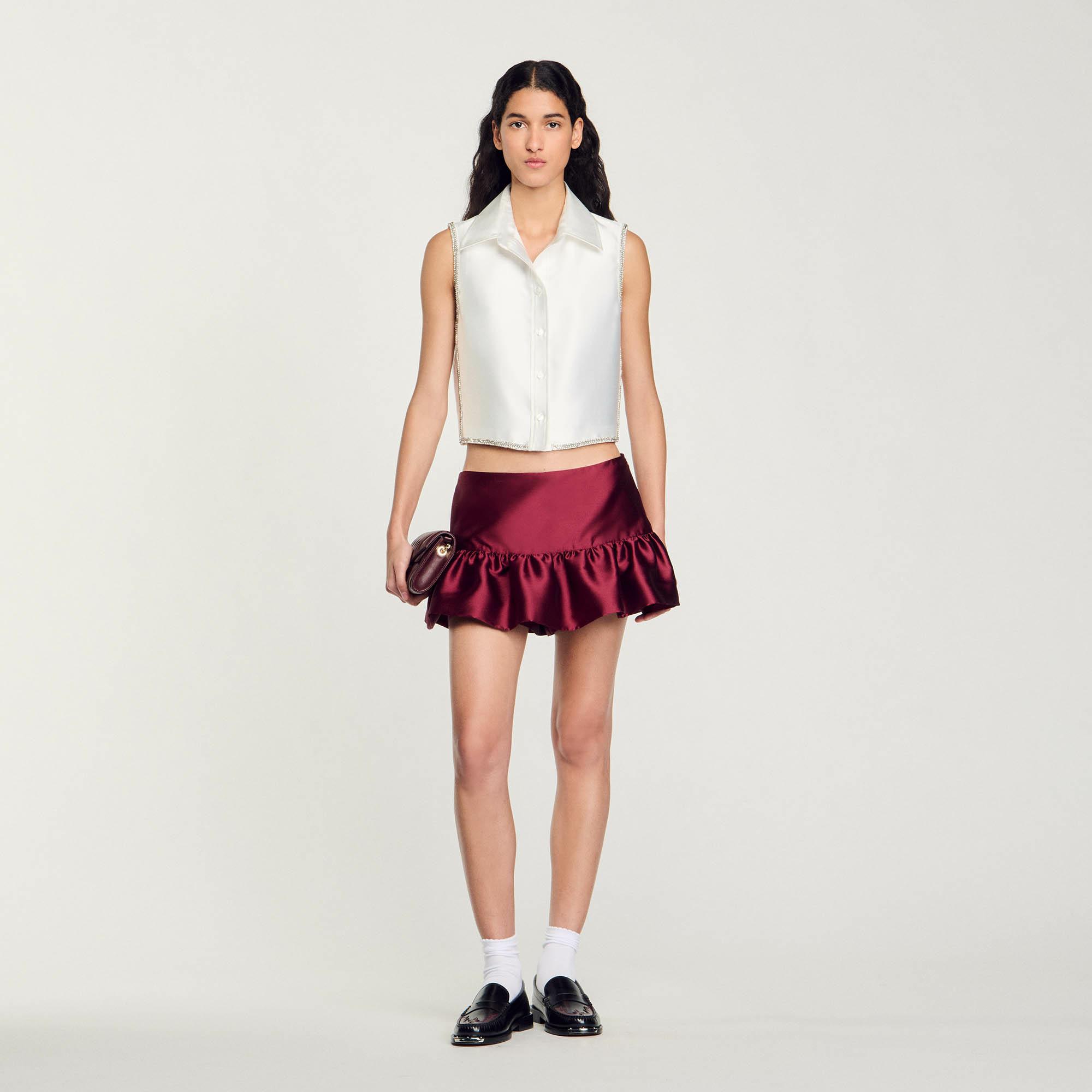 Chemise courte strassée