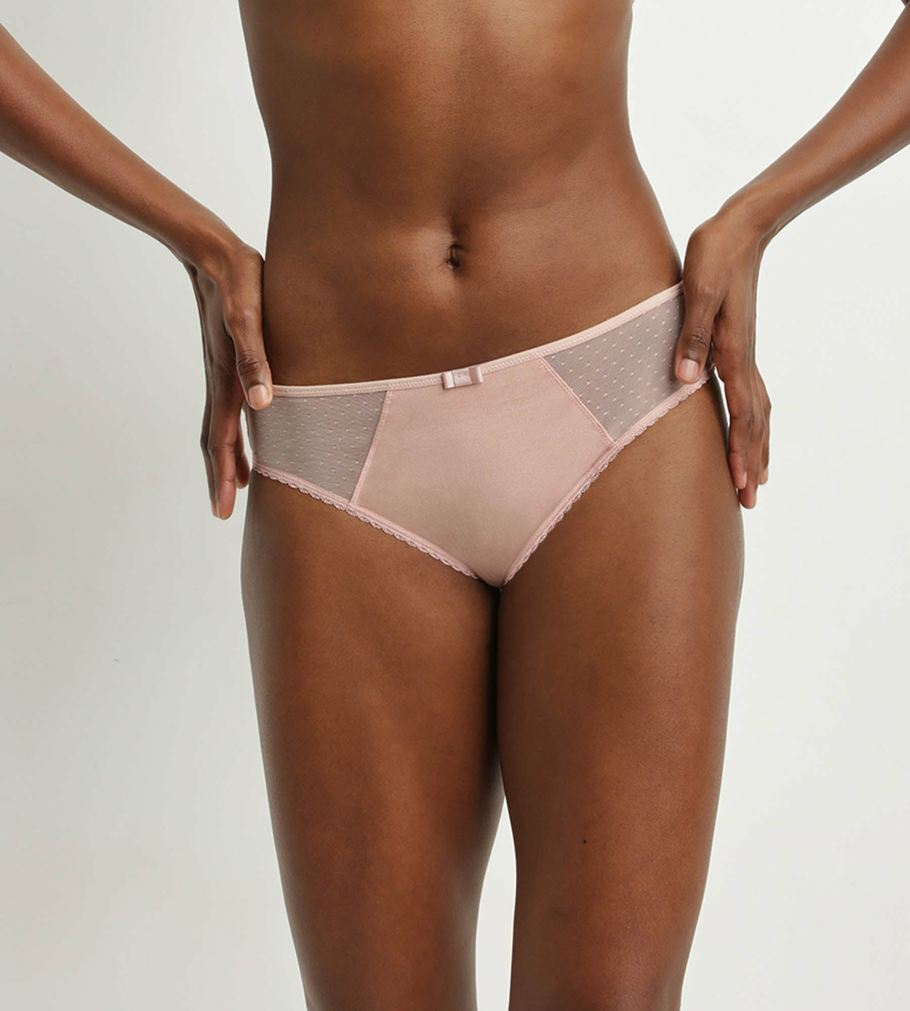 Culotte midi en coton bio et plumetis Rose Argile Dim Generous