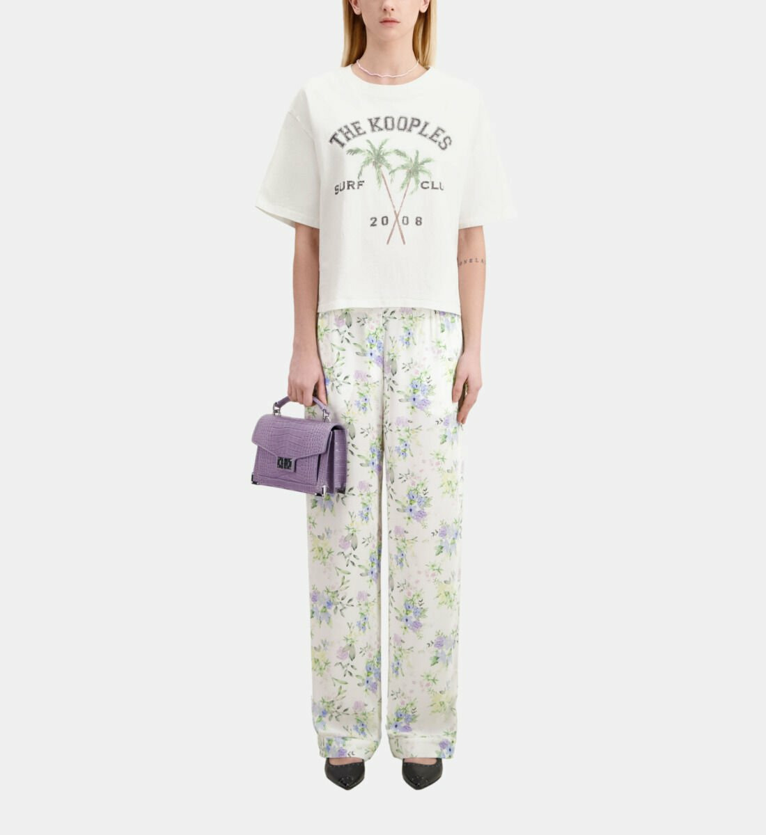 T-Shirt Écru Avec Sérigraphie Surf Club Femme