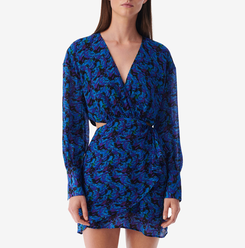 Robe Courte Imprimée Col V Nudica