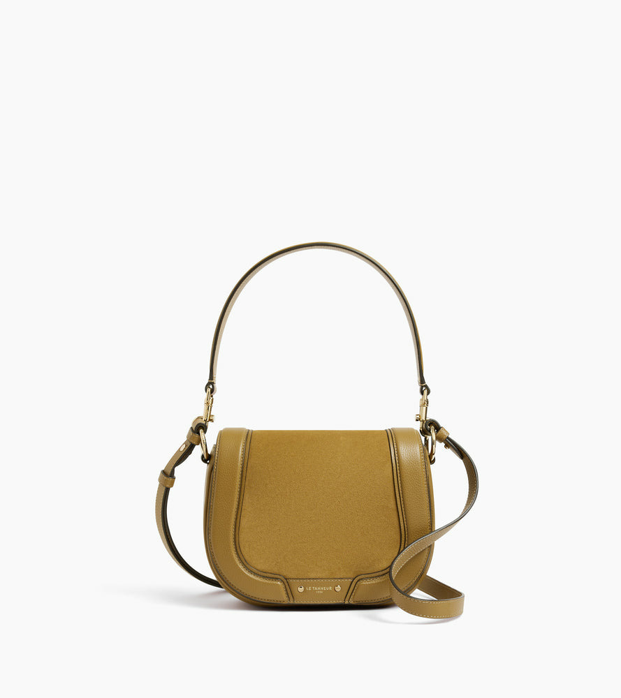 Sac bandoulière moyen modèle Ella en cuir grainé et nubuck