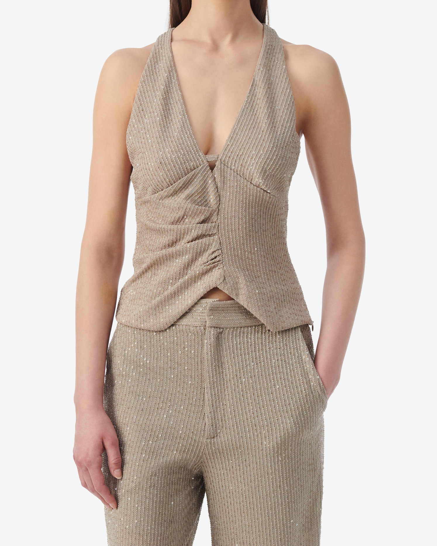 Top À Sequins Col V