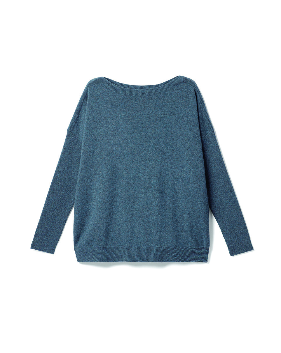 Pull col bateau oversize - Femme - BLEU MINERAL