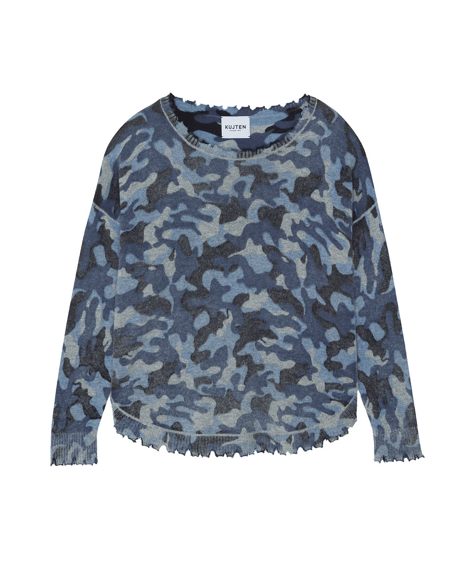 Pull Mela Camou Pull cachemire col rond liquette