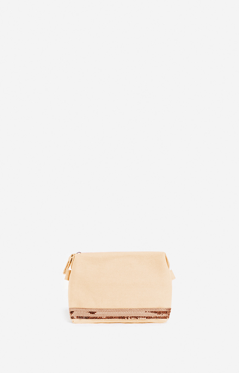 Petite Trousse Zippée En Toile & Sequins