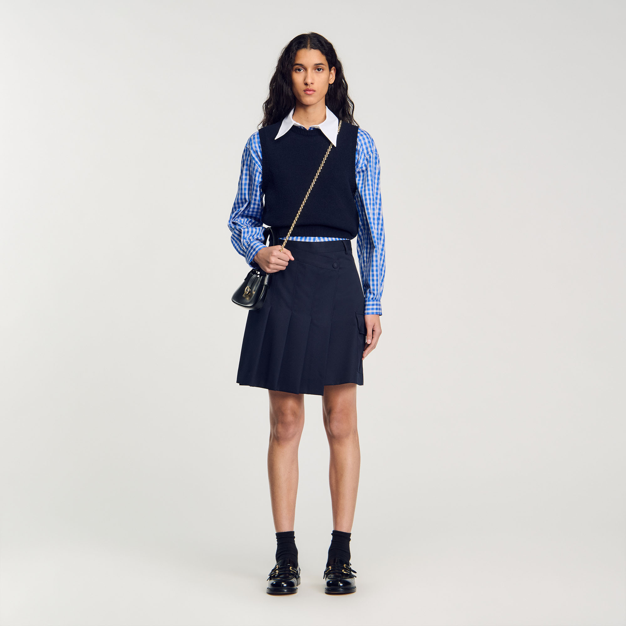 Jupe courte plissée cargo