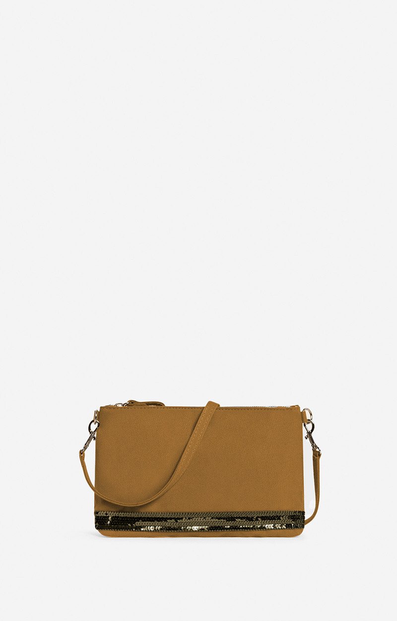 Pochette Zippée En Toile & Sequins