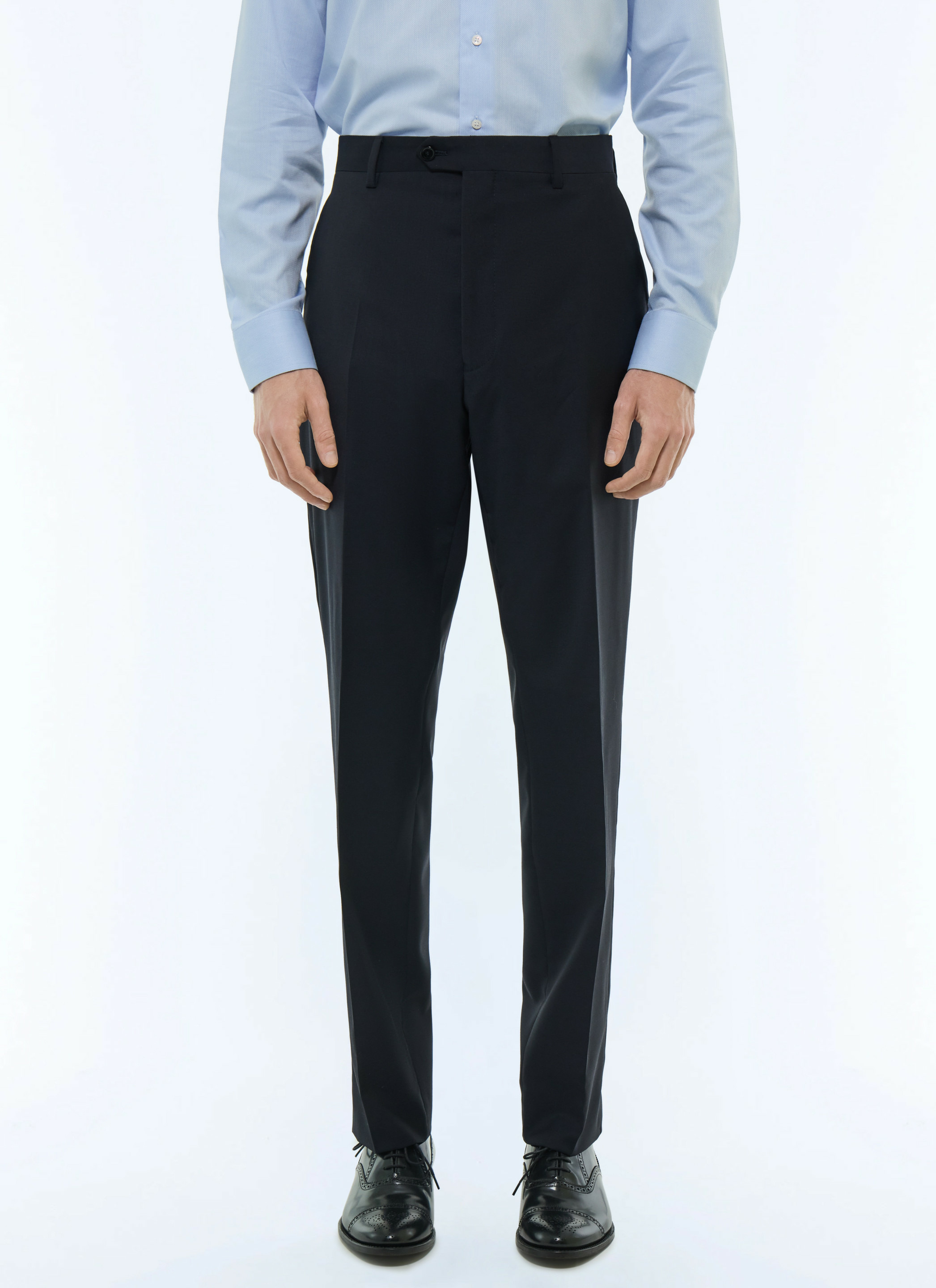 Pantalon ajusté en toile de laine