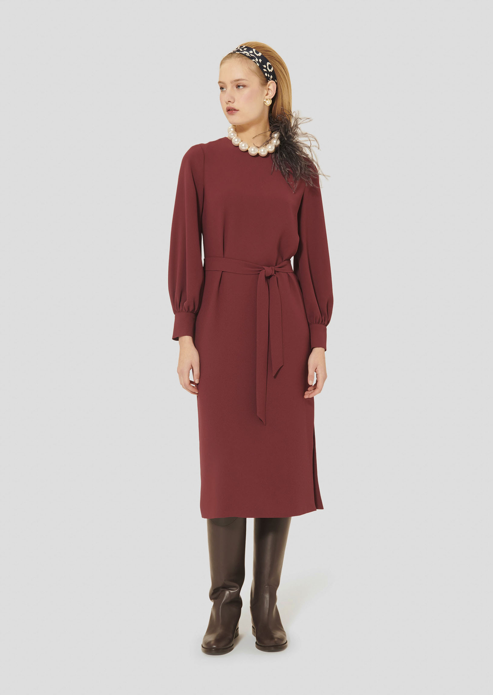 Robe Rossini-Bordeaux en Polyester