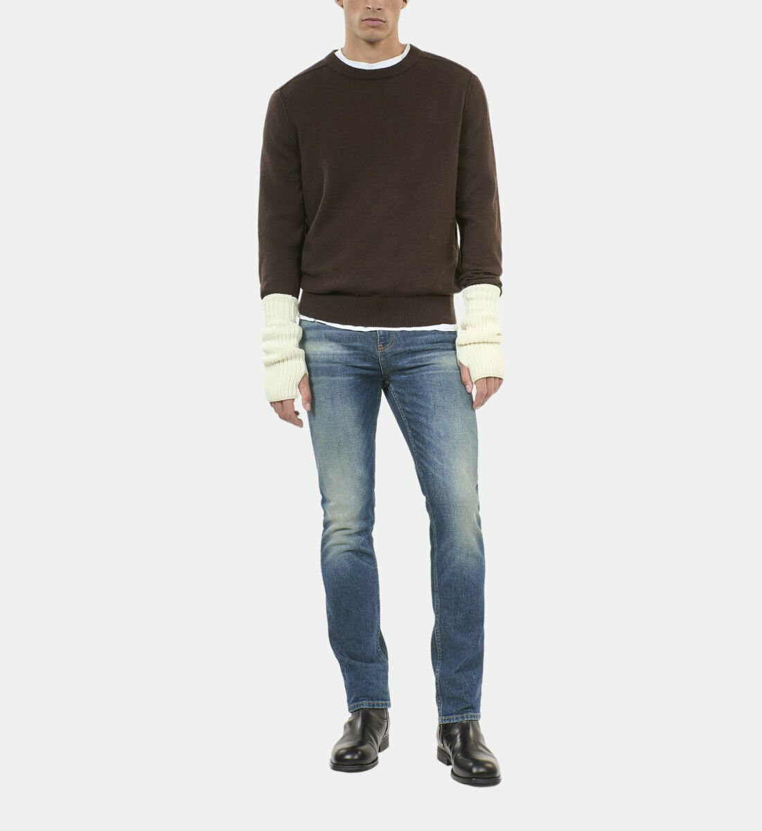 Pull En Laine Marron Homme