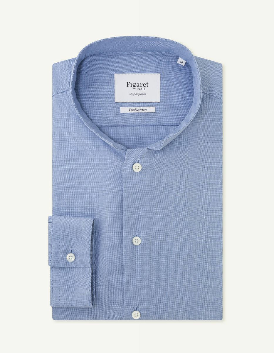 Chemise Ajustée en façonné marine
