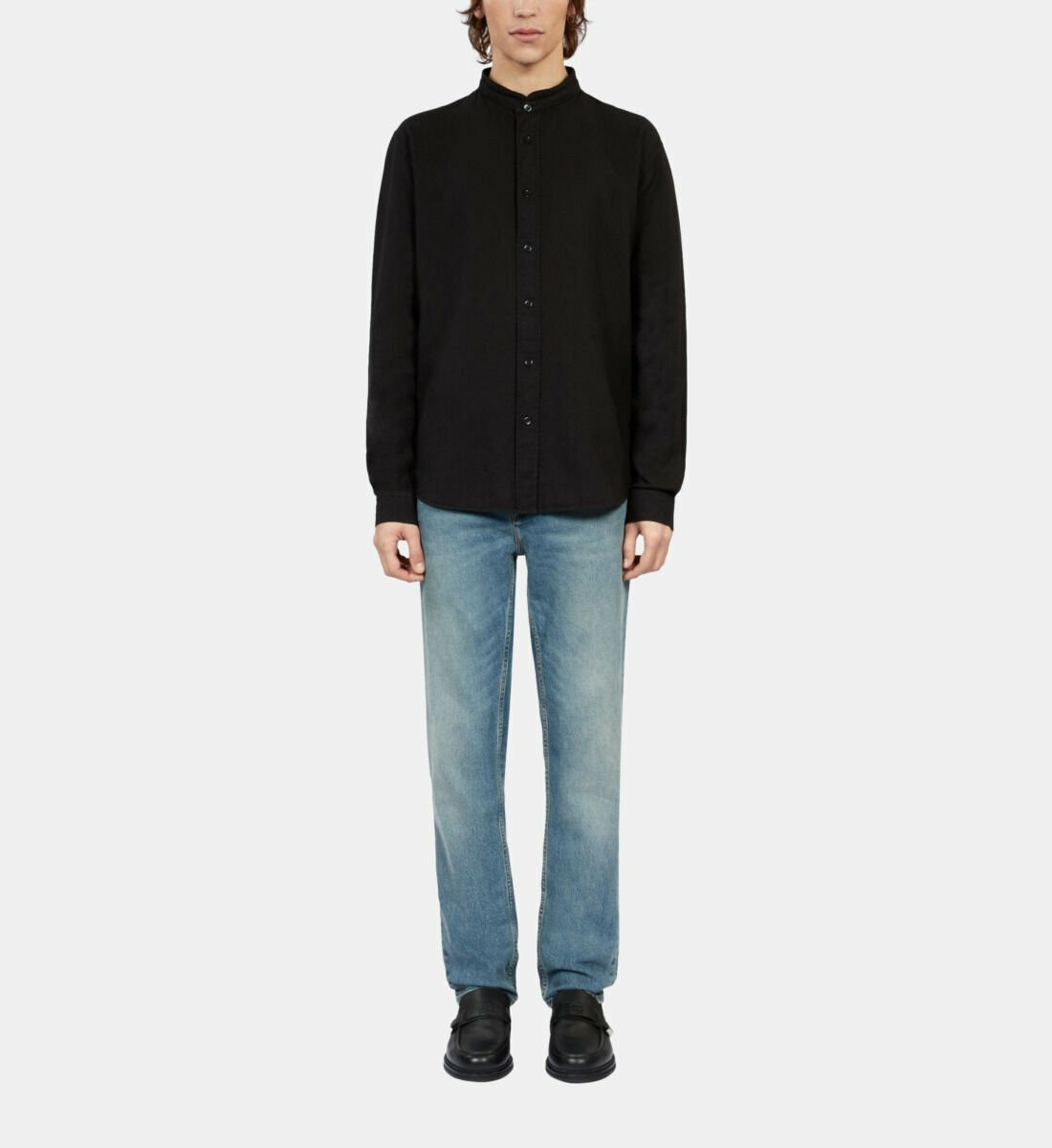 Chemise Noire En Coton Et Lin Homme