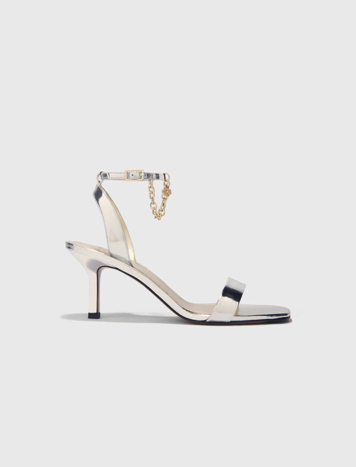 Sandales à talon en cuir miroir