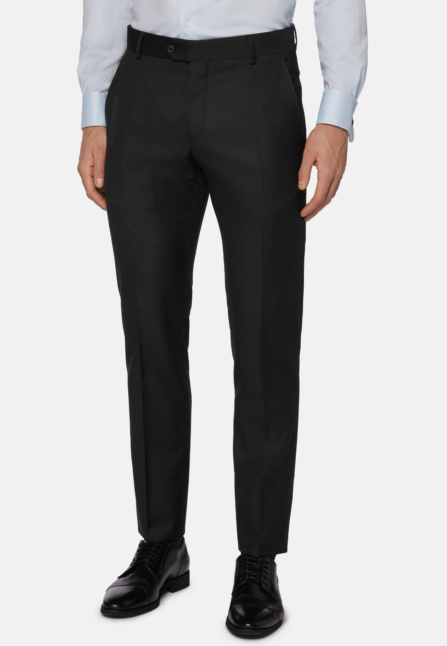 Pantalon Anthracite En Laine Super 130 Slim Fit