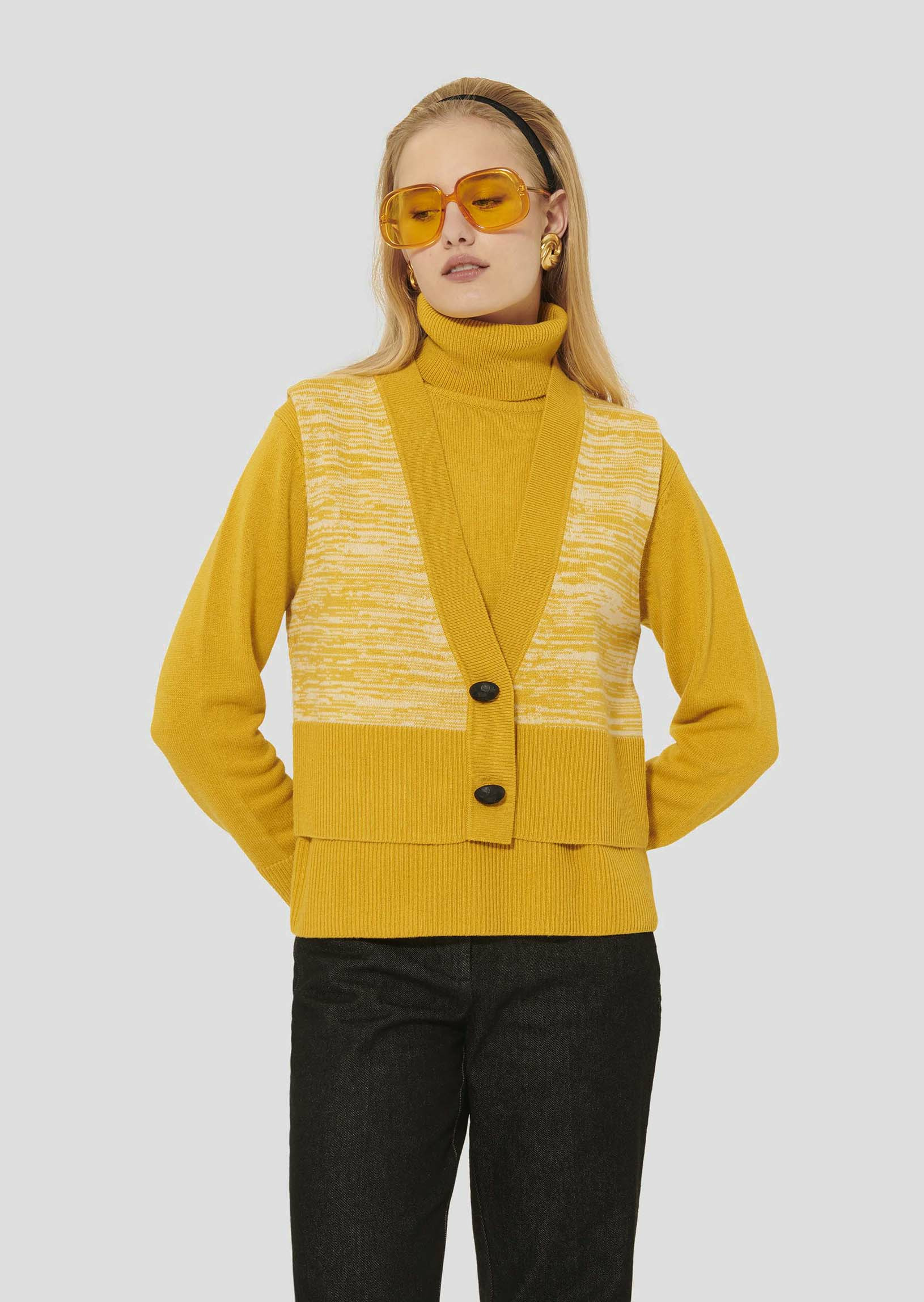 Gilet Gilles-Jaune Citron en Laine Rws