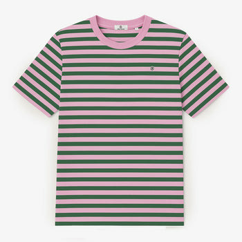 T-shirt manches courtes en coton à rayures vert sapin