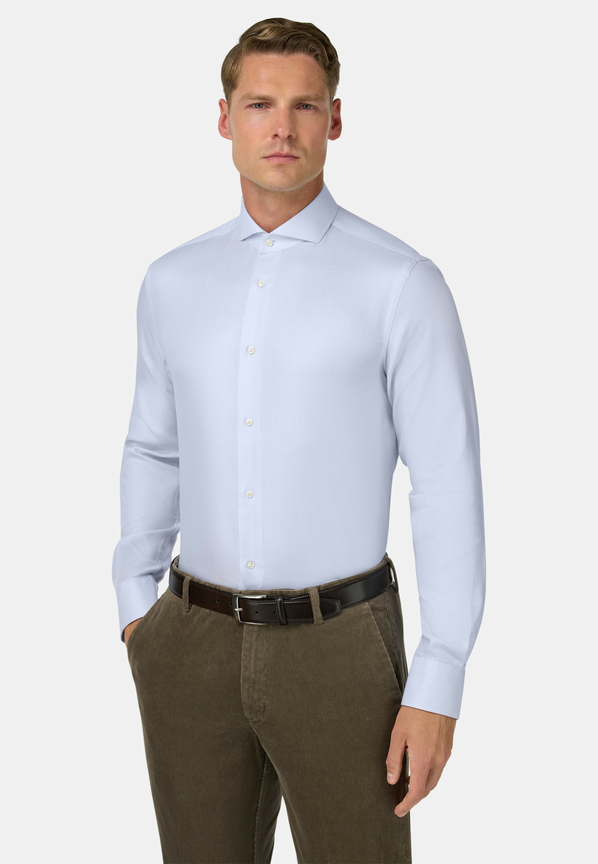 Chemise à Chevrons en Coton Slim Fit