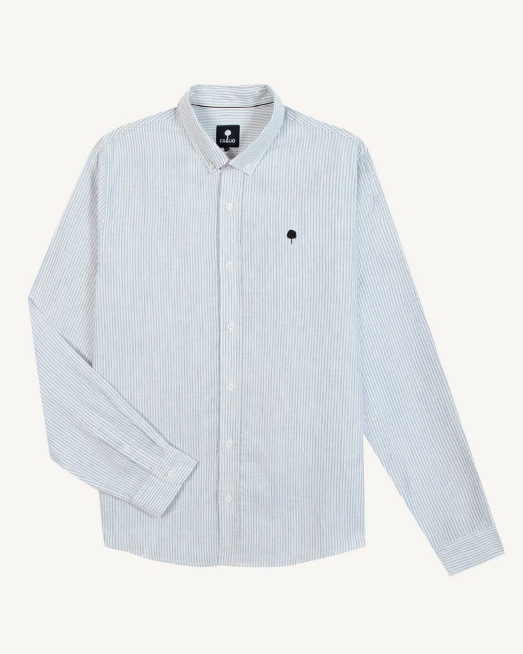 Chemise bleue & écrue