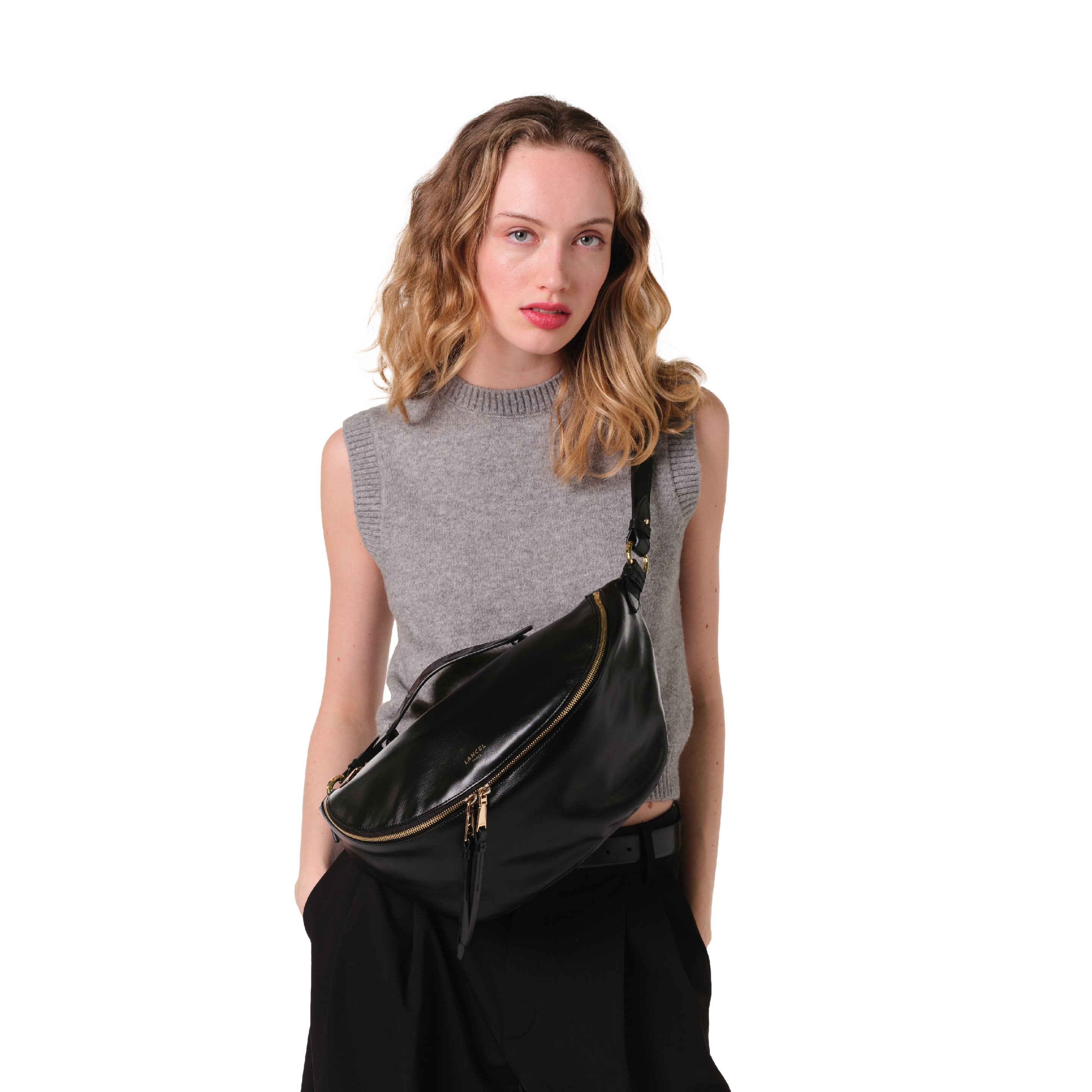 Origami De Lancel - Sac Porte Croise Zippe M - Noir