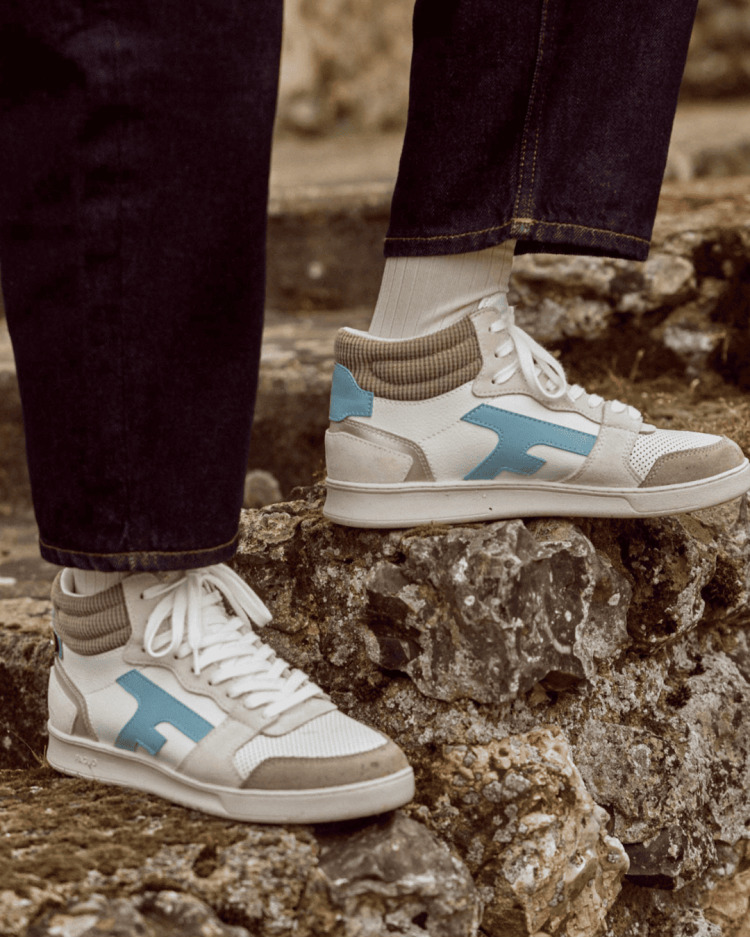 Baskets blanches & marron clair