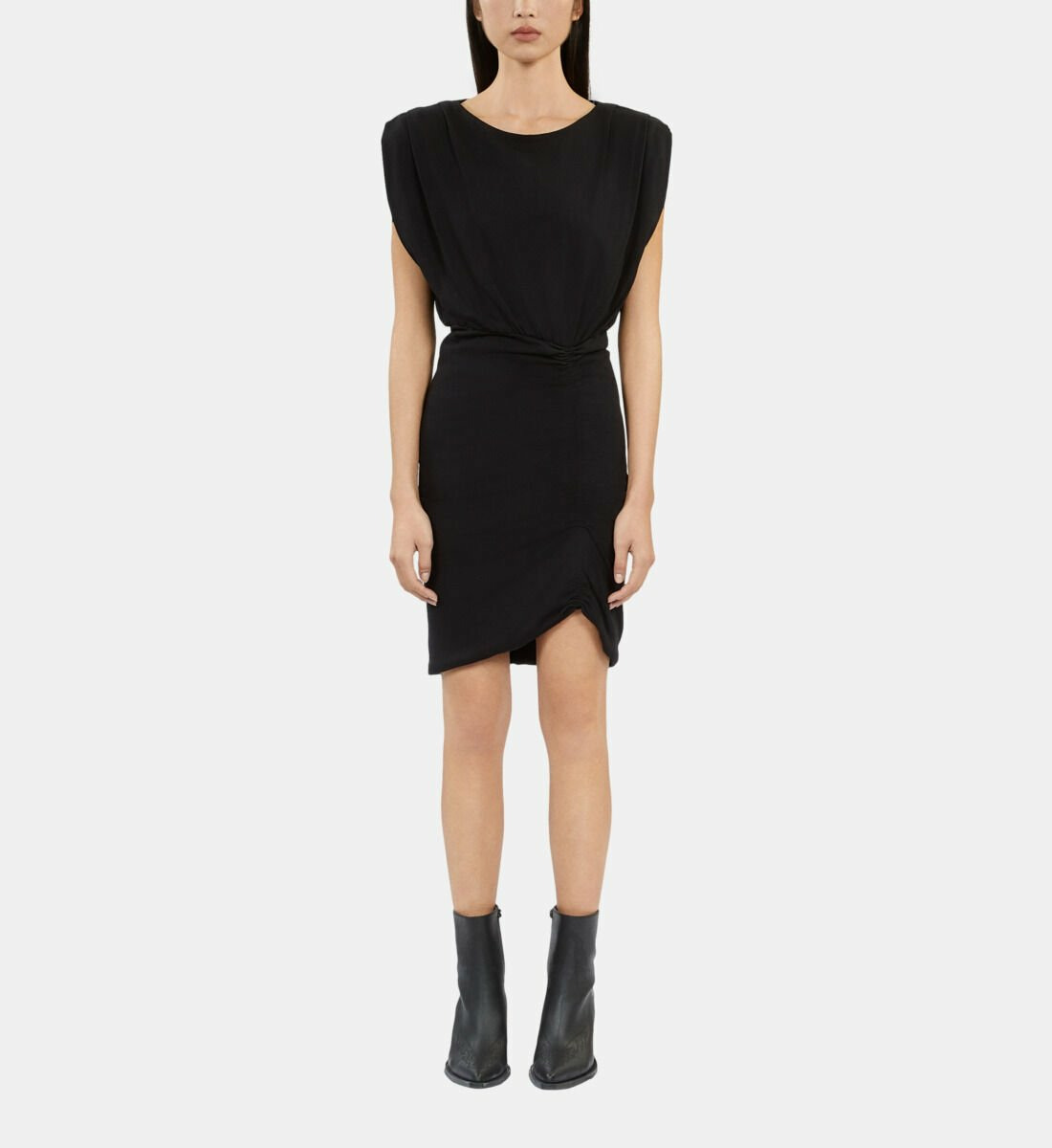 Robe Courte Noire Avec Fronces Femme