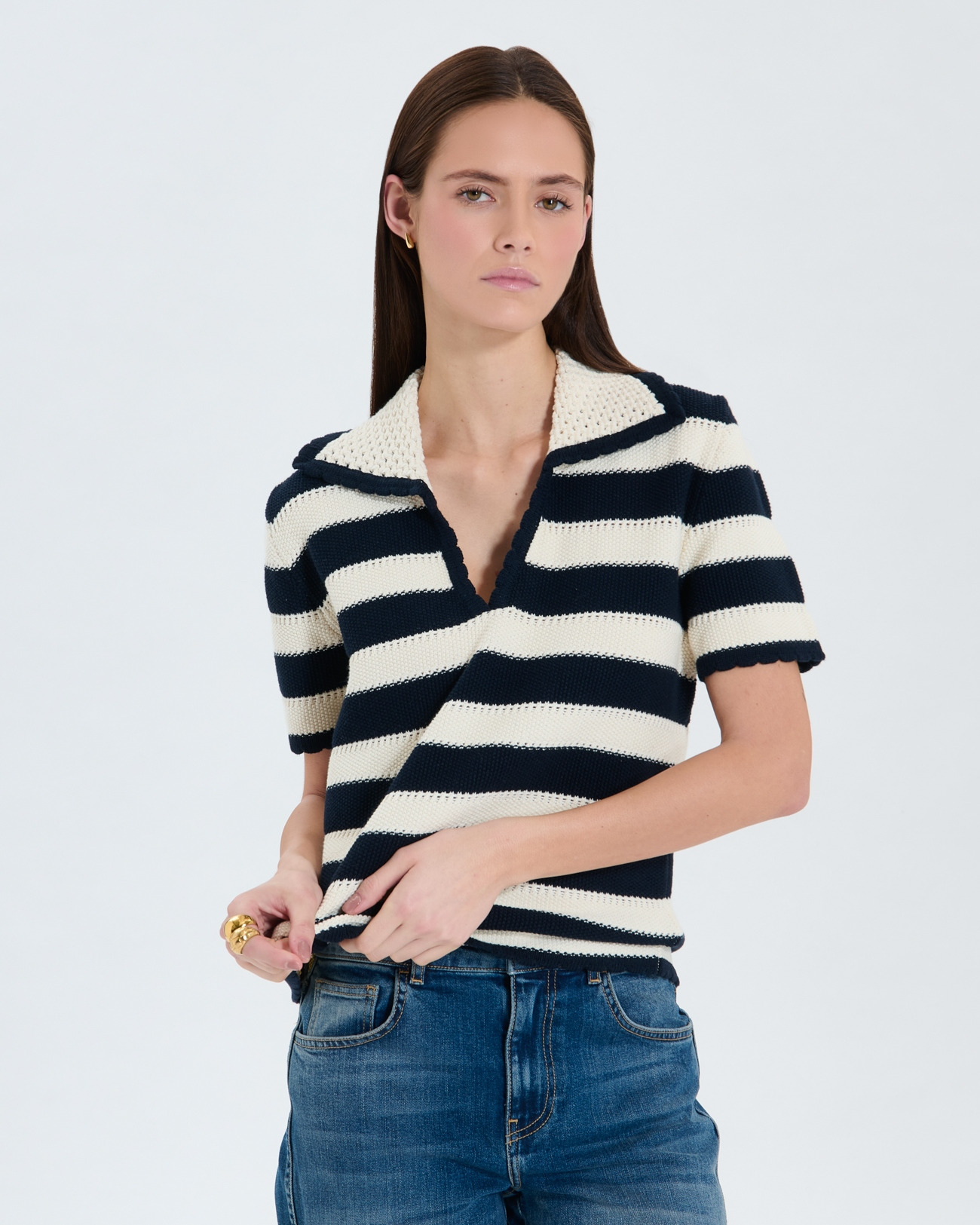 Pull manches courtes à rayures