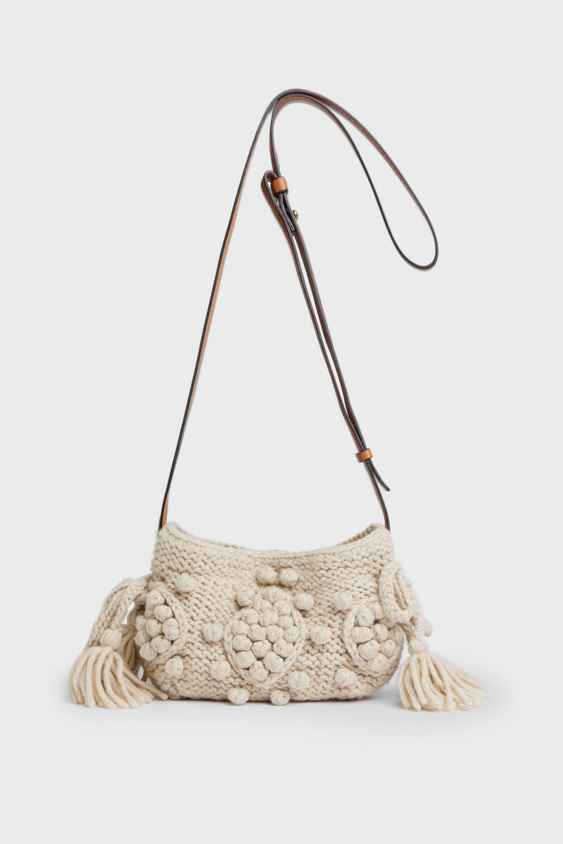 SAC WOOL MINI 24 EN TRICOT ET CUIR MINI 24