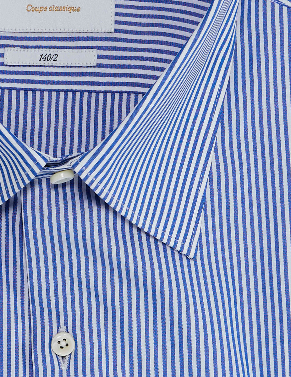 CHEMISE RAYURES POPELINE BLEU
