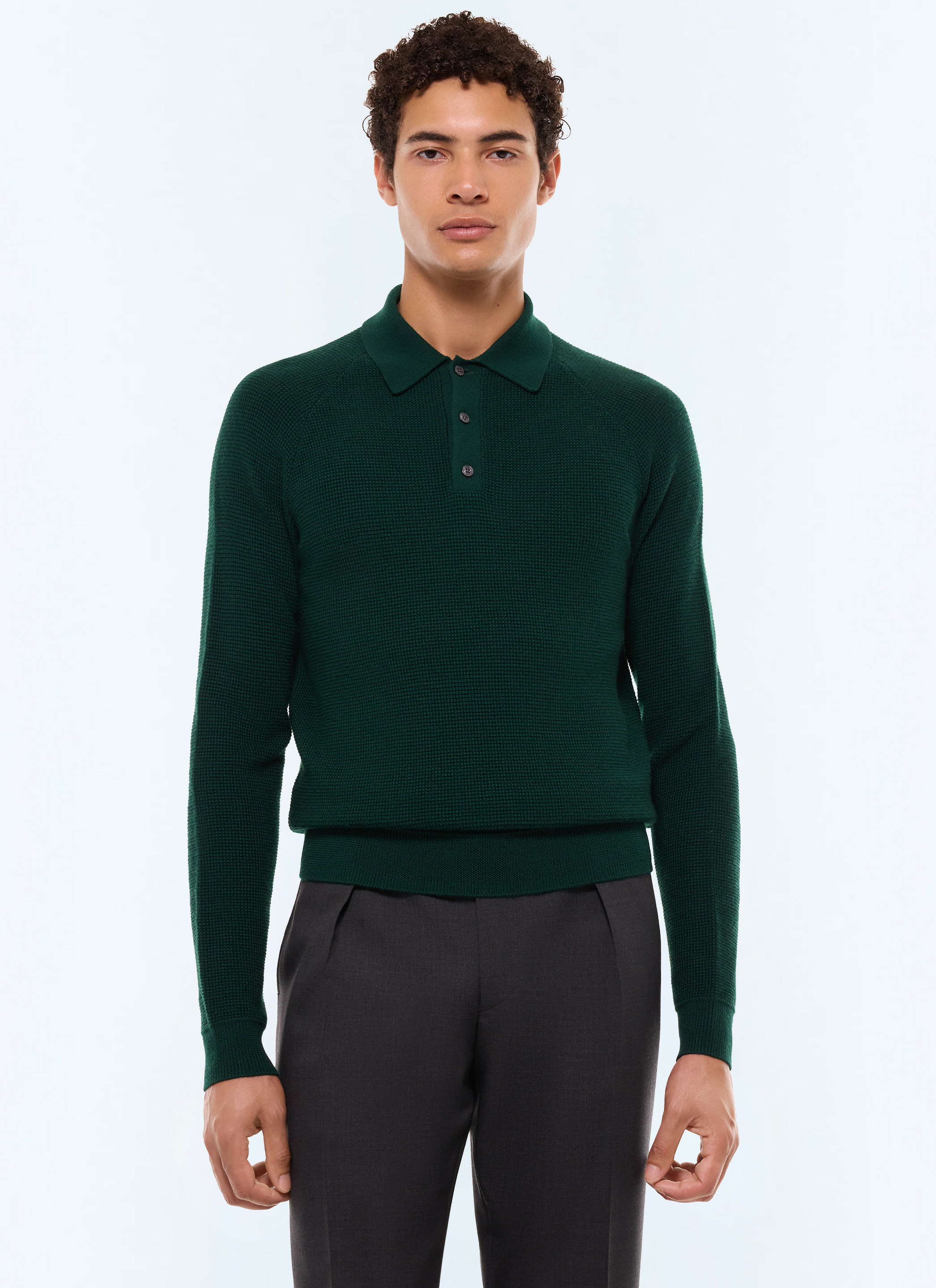 Polo point de riz en laine certifiée