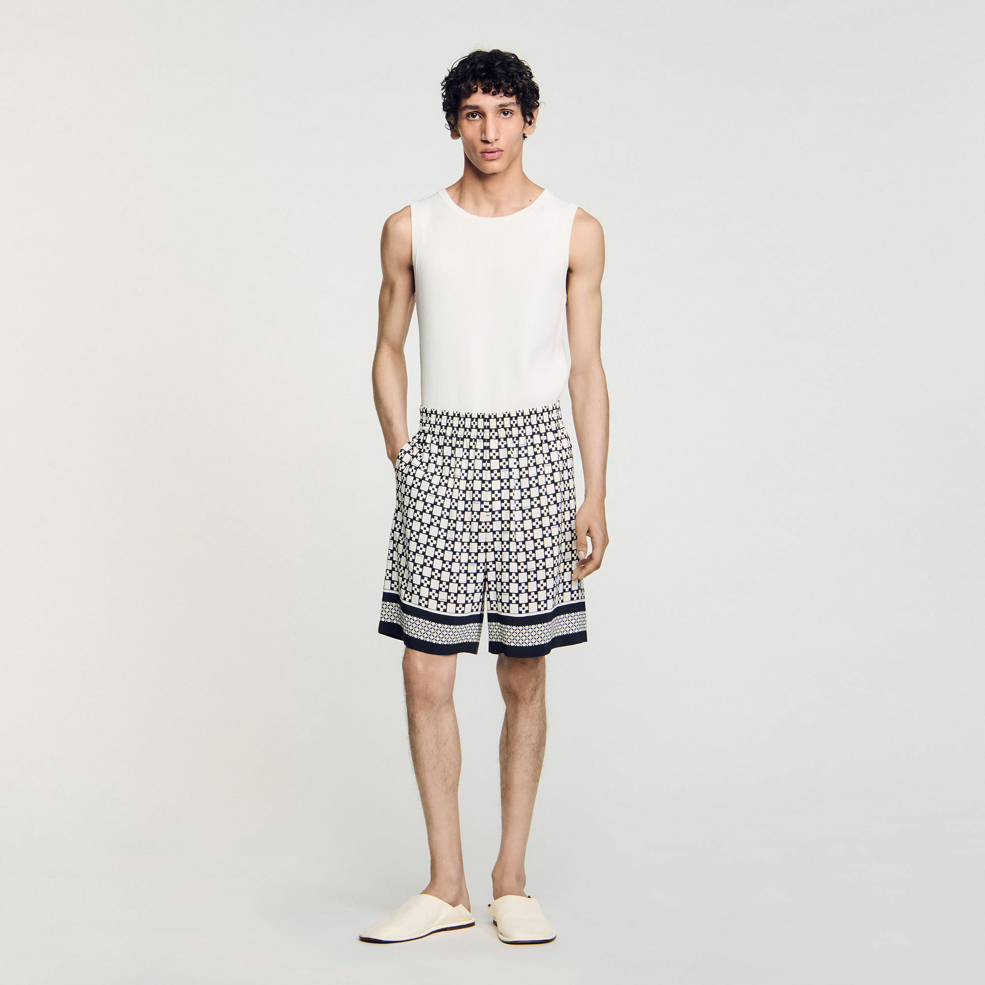 Bermuda fluide imprimé square cross