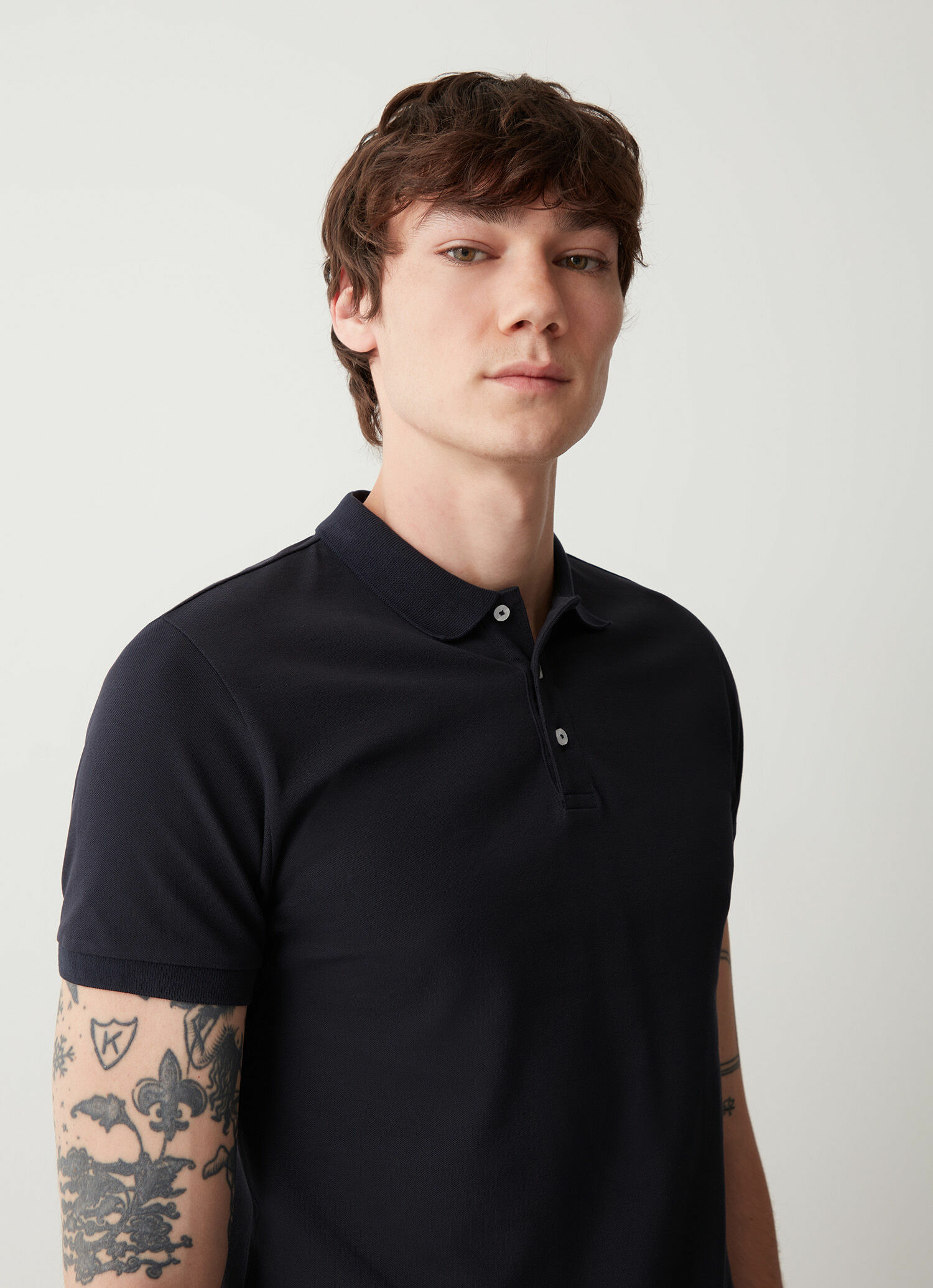 Polo en piqué de coton stretch