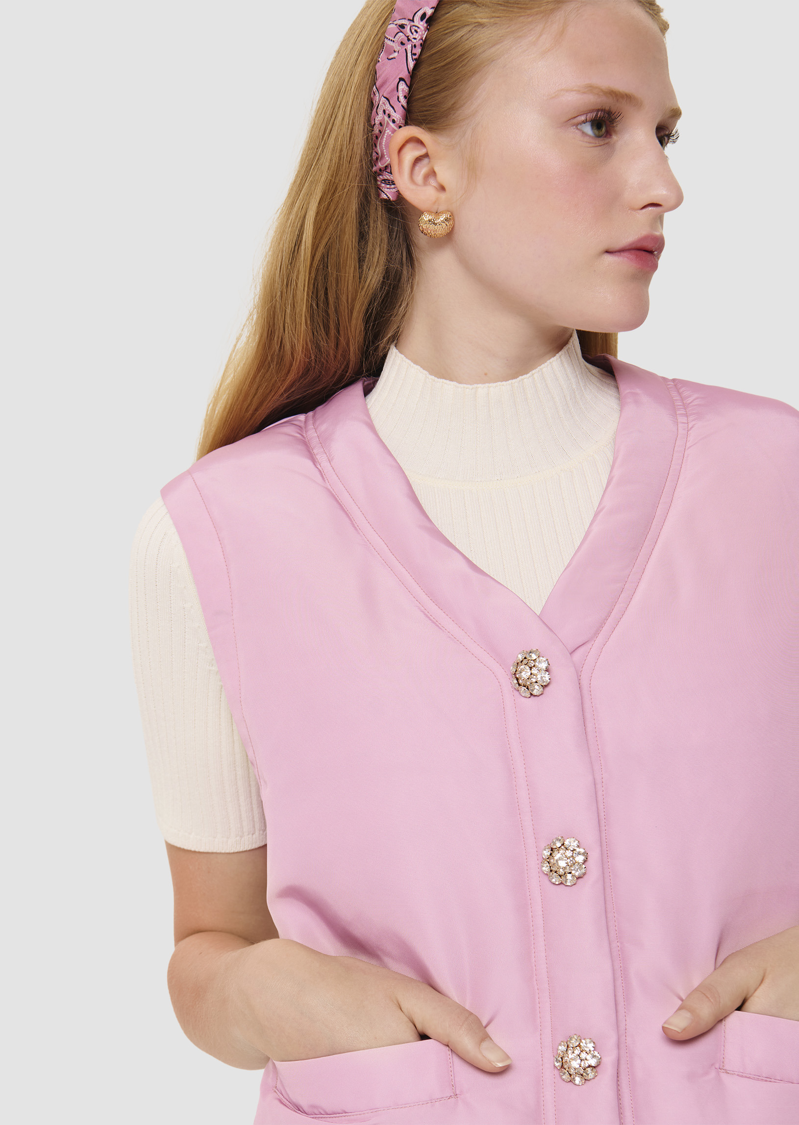 Doudoune sans manches Dario-rose matte