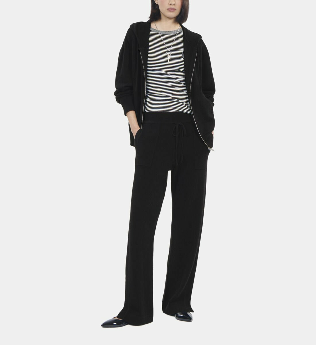 Pantalon En Laine Et Cachemire Noir Femme