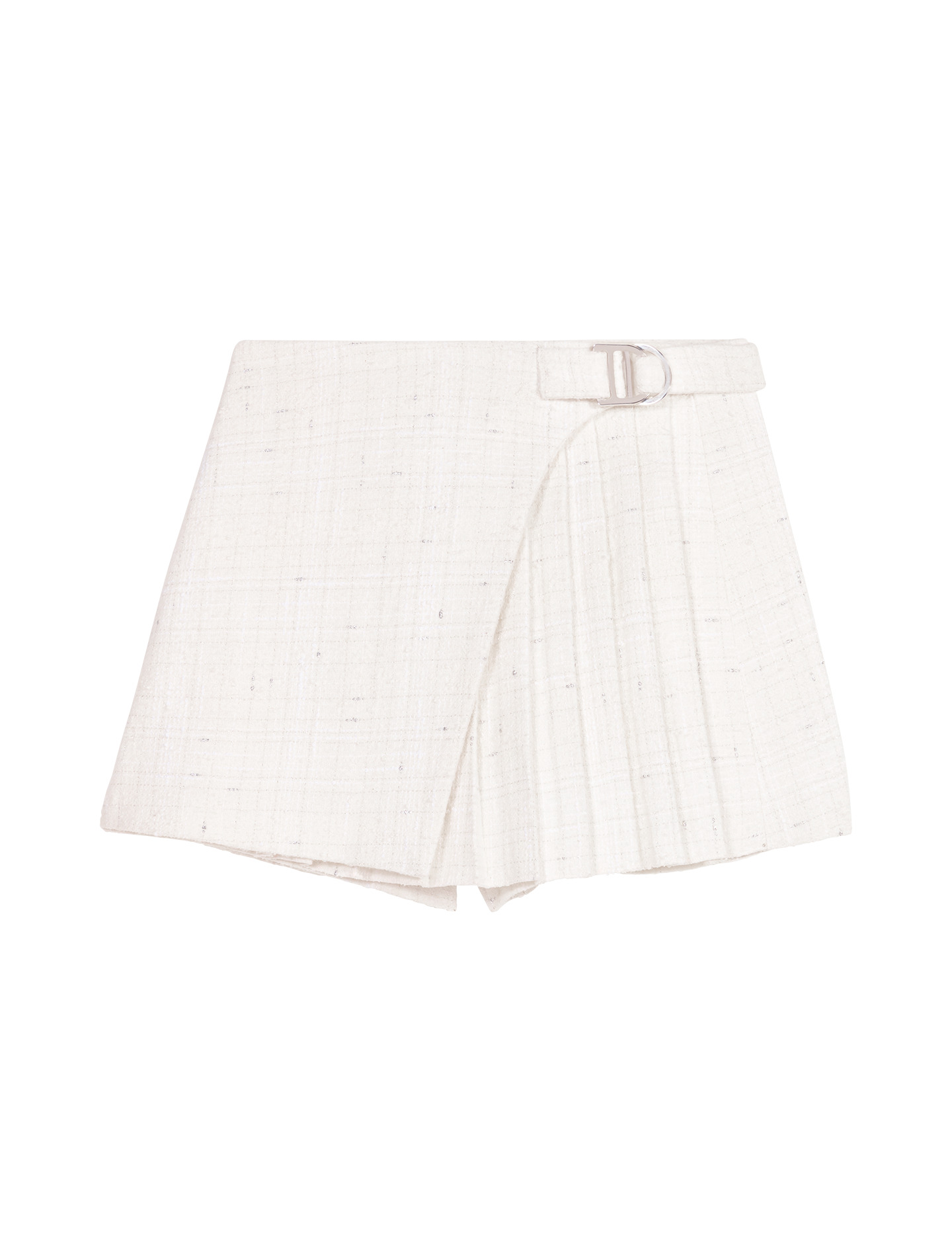 Jupe short plissée en tweed